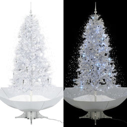 vidaXL - Kerstboom - sneeuwend - met - paraplubasis - 190 - cm - wit