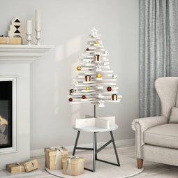 vidaXL - Kerstdecoratie - kerstboom - 100 - cm - massief - grenenhout - wit