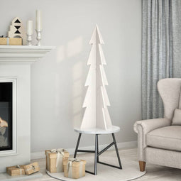 vidaXL - Kerstdecoratie - kerstboom - 112 - cm - massief - grenenhout - wit