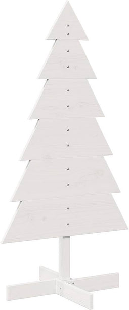 vidaXL - Kerstdecoratie - kerstboom - 120 - cm - massief - grenenhout - wit
