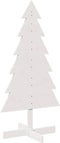vidaXL - Kerstdecoratie - kerstboom - 120 - cm - massief - grenenhout - wit