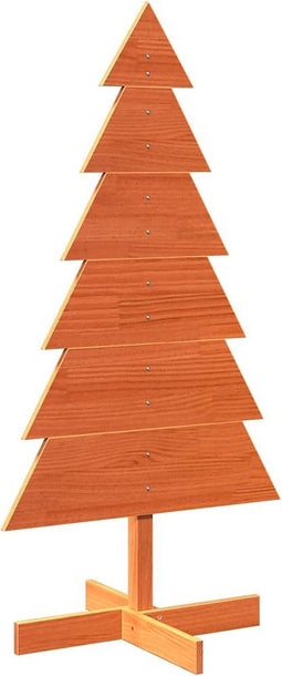 vidaXL - Kerstdecoratie - kerstboom - 120 - cm - massief - grenenhout - wasbruin