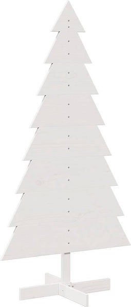 vidaXL - Kerstdecoratie - kerstboom - 150 - cm - massief - grenenhout - wit