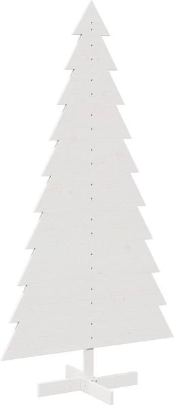 vidaXL - Kerstdecoratie - kerstboom - 180 - cm - massief - grenenhout - wit