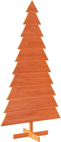 vidaXL - Kerstdecoratie - kerstboom - 180 - cm - massief - grenenhout - wasbruin