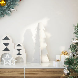 vidaXL - Kerstdecoratie - kerstboom - 49 - cm - massief - grenenhout - wit