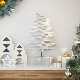 vidaXL - Kerstdecoratie - kerstboom - 60 - cm - massief - grenenhout - wit