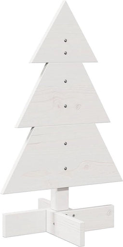 vidaXL - Kerstdecoratie - kerstboom - 60 - cm - massief - grenenhout - wit