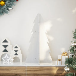 vidaXL - Kerstdecoratie - kerstboom - 69,5 - cm - massief - grenenhout - wit