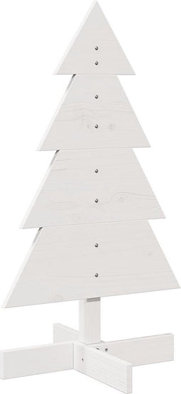vidaXL - Kerstdecoratie - kerstboom - 80 - cm - massief - grenenhout - wit