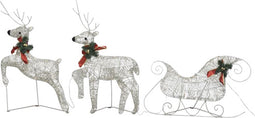 vidaXL - Kerstdecoratie - rendieren - en - slee - 60 - LED's - goudkleurig