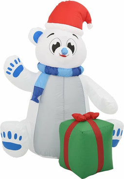 vidaXL - Kerstfiguur - ijsbeer - opblaasbaar - LED - binnen - en - buiten - 2,4 - m