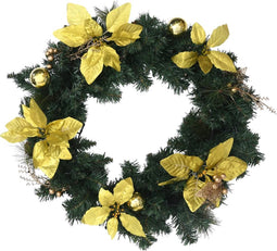 vidaXL - Kerstkrans - met - LED - lampjes - 60 - cm - PVC - groen
