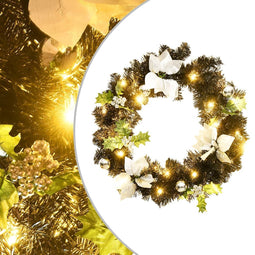 vidaXL - Kerstkrans - met - LED-lampjes - 60 - cm - PVC - zwart