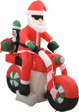vidaXL - Kerstman - opblaasbaar - op - motorfiets - LED - IP44 - 160 - cm