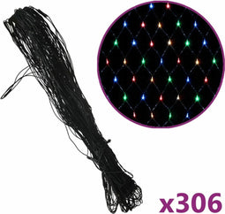 vidaXL Kerstnetverlichting 306 LED's binnen/buiten 3x3 m meerkleurig