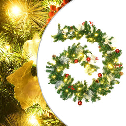 vidaXL - Kerstslinger - met - LED-lampjes - 2,7 - m - PVC - groen