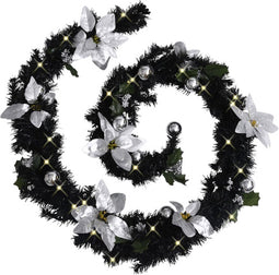 vidaXL - Kerstslinger - met - LED-lampjes - 2,7 - m - PVC - zwart