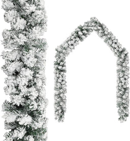 vidaXL - Kerstslinger - met - sneeuw - 20 - m - PVC - groen