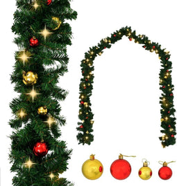vidaXL - Kerstslinger - versierd - met - kerstballen - en - LED-lampjes - 5 - m