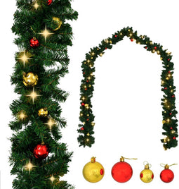 vidaXL - Kerstslinger - versierd - met - kerstballen - en - LED-lampjes - 20 - m