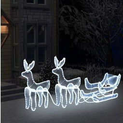 vidaXL - Kerstverlichting - 2 - rendieren - en - slee - met - mesh - 648 - LED's