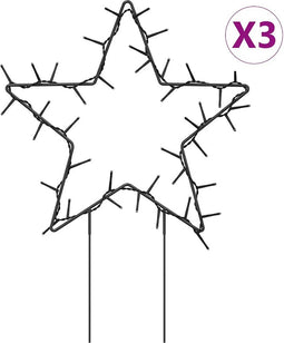 vidaXL - Kerstverlichting - ster - 3 - st - met - grondpinnen - 50 - LED's - 29 - cm