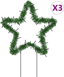 vidaXL - Kerstverlichting - ster - 3 - st - met - grondpinnen - 50 - LED's - 29 - cm
