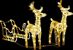 vidaXL - Kerstversiering - rendieren - en - slee - 160 - LED's - 130 - cm - acryl