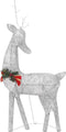 vidaXL - Kerstversiering - rendierfamilie - 270x7x90 - cm - gaas - wit - zilverkleur
