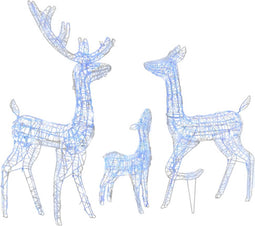 vidaXL - Kerstversiering - rendierfamilie - 300 - LED's - blauw - acryl