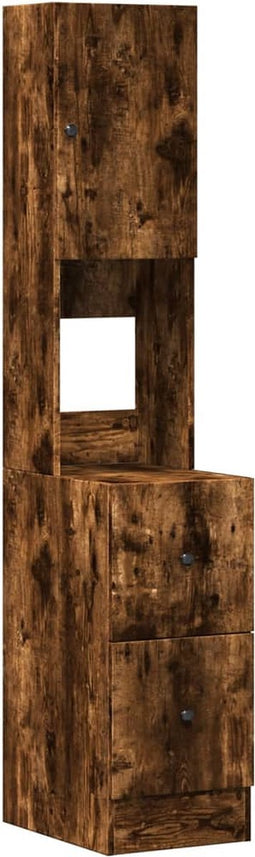 vidaXL - Keukenkast - 35x50x180 - cm - bewerkt - hout - gerookt - eikenkleurig