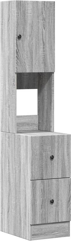 vidaXL - Keukenkast - 35x50x180 - cm - bewerkt - hout - grijs - sonoma - eiken