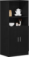 vidaXL - Keukenkast - 57x41,5x131,5 - cm - bewerkt - hout - zwart