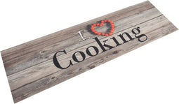 vidaXL - Keukenmat - wasbaar - cooking-print - 45x150 - cm - fluweel - grijs