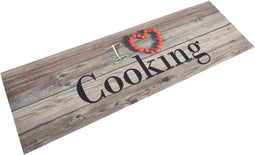 vidaXL - Keukenmat - wasbaar - cooking-print - 60x180 - cm - fluweel - grijs