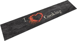 vidaXL - Keukenmat - wasbaar - cooking-print - 60x300 - cm - fluweel - zwart