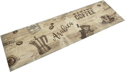 vidaXL - Keukenmat - wasbaar - koffieprint - 45x150 - cm - fluweel - bruin