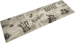 vidaXL - Keukenmat - wasbaar - koffieprint - 45x150 - cm - fluweel - grijs