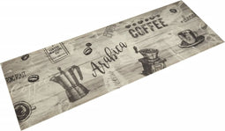 vidaXL - Keukenmat - wasbaar - koffieprint - 60x180 - cm - fluweel - grijs
