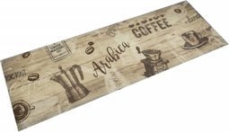 vidaXL - Keukenmat - wasbaar - koffieprint - 60x180 - cm - fluweel - bruin