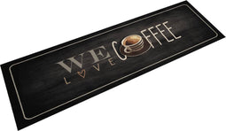 vidaXL - Keukenmat - wasbaar - koffietekst - 45x150 - cm - fluweel