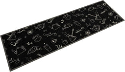 vidaXL - Keukenmat - wasbaar - ochtendprint - 45x150 - cm - fluweel - zwart
