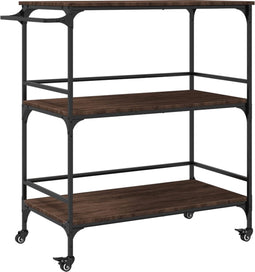 vidaXL - Keukentrolley - 100,5x50x105 - cm - bewerkt - hout - bruin - eikenkleurig