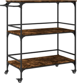vidaXL - Keukentrolley - 100,5x50x105 - cm - bewerkt - hout - gerookt - eikenkleurig