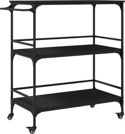 vidaXL - Keukentrolley - 100,5x50x105 - cm - bewerkt - hout - zwart