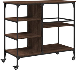 vidaXL - Keukentrolley - 100x45x89,5 - cm - bewerkt - hout - bruin - eikenkleurig