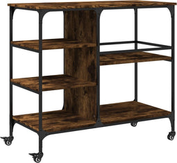 vidaXL - Keukentrolley - 100x45x89,5 - cm - bewerkt - hout - gerookt - eikenkleurig