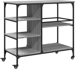 vidaXL - Keukentrolley - 100x45x89,5 - cm - bewerkt - hout - grijs - sonoma - eiken