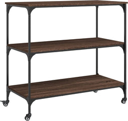 vidaXL - Keukentrolley - 102x50x95 - cm - bewerkt - hout - bruin - eikenkleurig